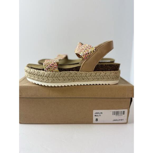 Steve Madden Sandals Womens Size 8 Tan Multi Slip On Platform Shoes‎